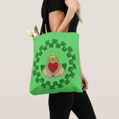 Claddagh en Green Knotwork Tote Bag (Dichtbij)