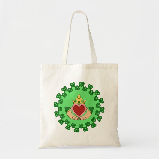 Claddagh en Green Knotwork Tote Bag (Voorkant)
