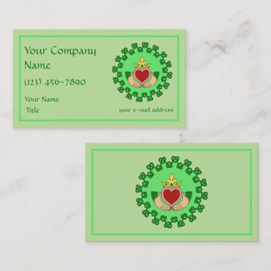 Claddagh en Green Knotwork Visitekaartje (Voorkant / Achterkant)