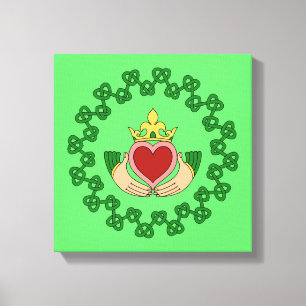 Claddagh en groene knoopwerk canvas afdruk