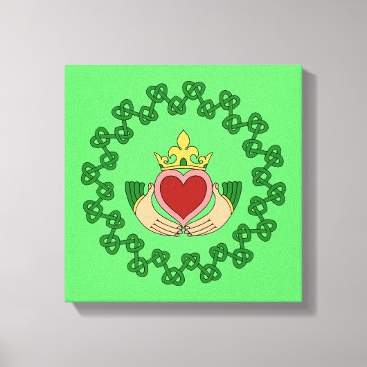 Claddagh en groene knoopwerk canvas afdruk (Voorkant)