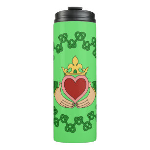 Claddagh en groene knoopwerk thermosbeker