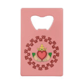 Claddagh en Red Knotwork op roze Creditkaart Flessenopener (Achterkant)