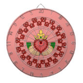 Claddagh en Red Knotwork op roze Dartbord (Voorkant)