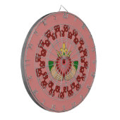 Claddagh en Red Knotwork op roze Dartbord (Voorkant Links)