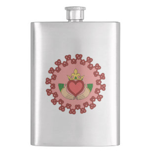 Claddagh en Red Knotwork op roze Flacon