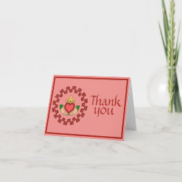 Claddagh en Red Knotwork op Roze Hartelijk dank Notitiekaartje