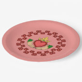 Claddagh en Red Knotwork op roze Papieren Bordje (Gekanteld)