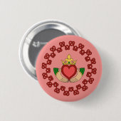Claddagh en Red Knotwork op roze Ronde Button 5,7 Cm (Voorkant /achterkant)