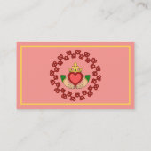 Claddagh en Red Knotwork op roze Visitekaartje (Achterkant)