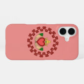 Claddagh en Rode Knoopwerk op Roze iPhone 16 Hoesje (Achterkant horizontaal)