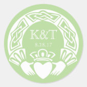 Claddagh Initialen - Jade Ronde Sticker (Voorkant)