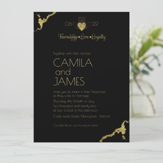 Claddagh Monogram Invitaties Save The Date (Staand voorkant)