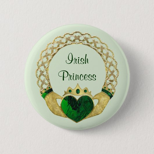 Claddagh Princess Ronde Button 5,7 Cm (Voorkant)