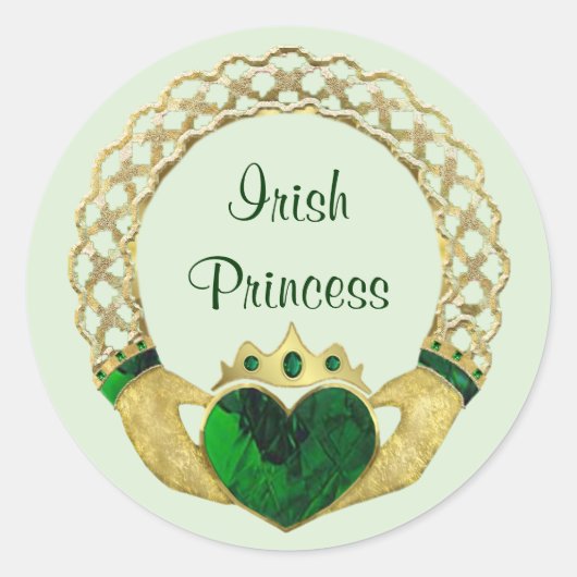 Claddagh Princess Ronde Sticker (Voorkant)