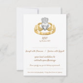 Claddagh Ring Huwelijksreactie met Initialen & Dat RSVP Kaartje (Voorkant)