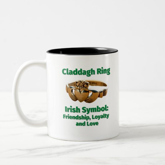 Claddagh Ring Irish Symbol: Vriendschap, Loyalty e Tweekleurige Koffiemok (Links)