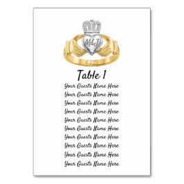 Claddagh Ring Trouwtafel Plan Beginletters & Datum Kaart