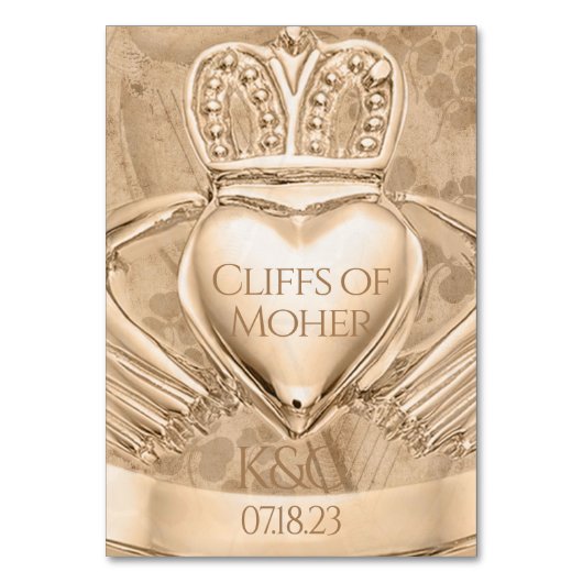 Claddagh Ring Wedding Initialen Place Name Kaart (Achterkant)