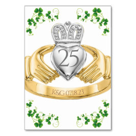 Claddagh Ring Wedding Initialen & Shamrocks Table Kaart