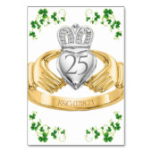 Claddagh Ring Wedding Initialen & Shamrocks Table  Kaart (Voorkant)