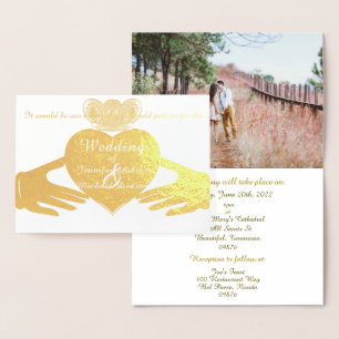 Claddagh Ring Wedding Invitation Gold Folie Kaarten