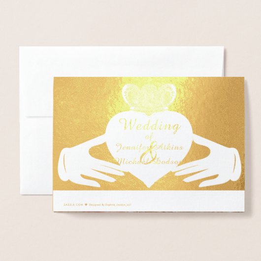 Claddagh Ring Wedding Invitation Gold Folie Kaarten (Met envelop)