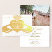 Claddagh Ring Wedding Invitation Gold Folie Kaarten (Display)
