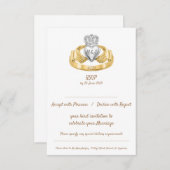 Claddagh Ring Wedding RSVP met Initialen en datum (Voorkant / Achterkant)