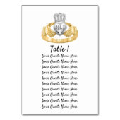 Claddagh Ring Wedding Table Plan Initialen & Datum Kaart (Voorkant)