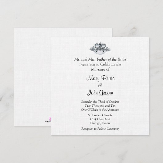 Claddagh Wedding Invitations Kaart (Voorkant / Achterkant)