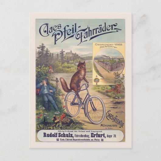 Claes Pfeil-Fahrräder Vintage Poster 1905 Briefkaart (Voorkant)