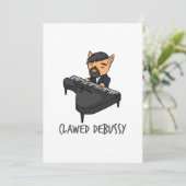 Claeys Debussy Piano Player Cat Pun Fun Gift Aankondiging (Staand voorkant)