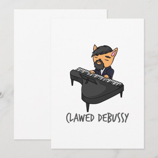Claeys Debussy Piano Player Cat Pun Fun Gift Aankondiging (Voorkant / Achterkant)