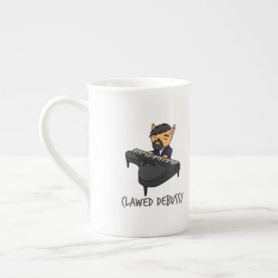 Claeys Debussy Piano Player Cat Pun Fun Gift Porselein Kop