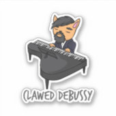 Claeys Debussy Piano Player Cat Pun Fun Gift Sticker (Voorkant)