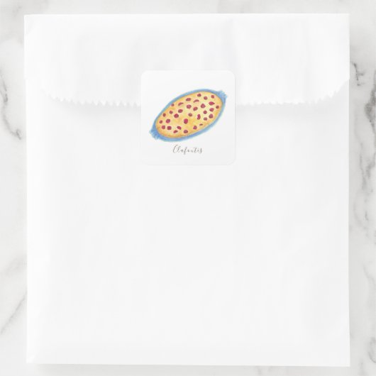 Clafoutis waterverf vierkante sticker (Tas)
