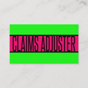 Claims Adjuster Neon Green en Hot Pink Visitekaartje