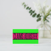 Claims Adjuster Neon Green en Hot Pink Visitekaartje (Staand voorkant)