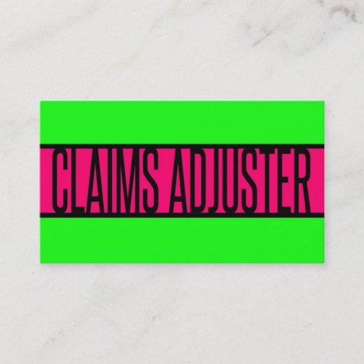 Claims Adjuster Neon Green en Hot Pink Visitekaartje (Voorkant)