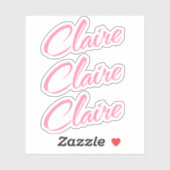 Claire Decoratieve Naam in Roze x3 Sticker (Vel)