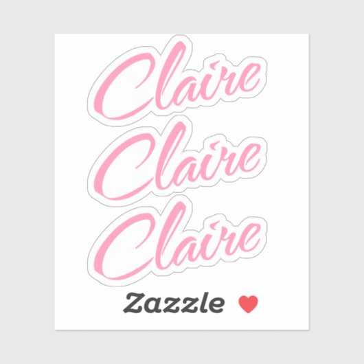Claire Decoratieve Naam in Roze x3 Sticker (Vel)