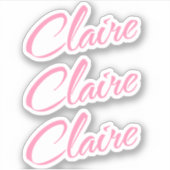 Claire Decoratieve Naam in Roze x3 Sticker (Voorkant)