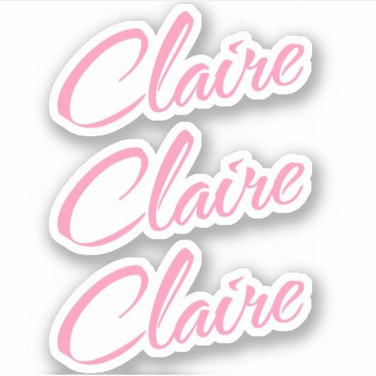 Claire Decoratieve Naam in Roze x3 Sticker (Voorkant)