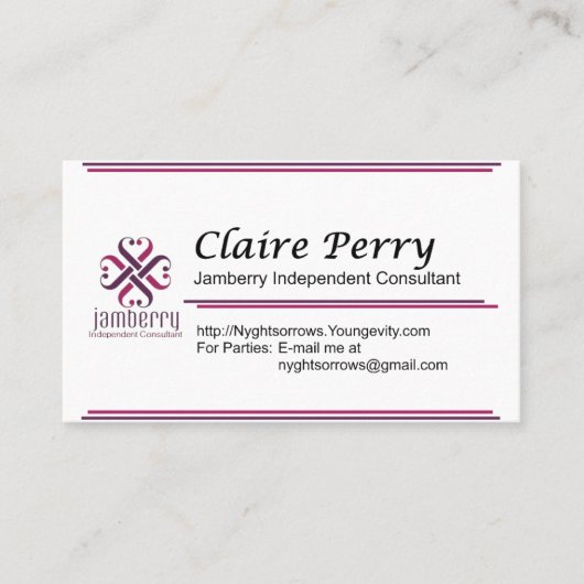 Claire Perry's Jamberry Visitekaartje (Voorkant)