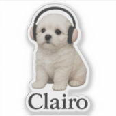 Clairo Puppy with Headphones Sticker (Voorkant)