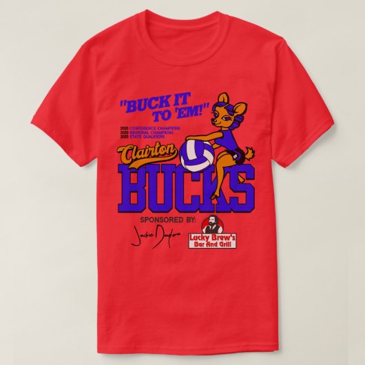 Clairton Bucks Volleybal Jackie Daytona WWDITS T-shirt (Design voorkant)