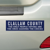 Clallam County Stemmingor humor bumpersticker (Op auto)