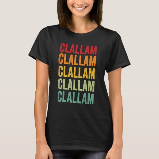 Clallam County Washington Rainbow Text Design T-shirt (Voorkant)