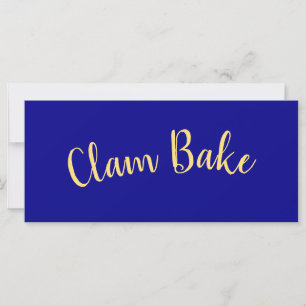 CLAM BAKE Fancy script op nautische koningsblauw